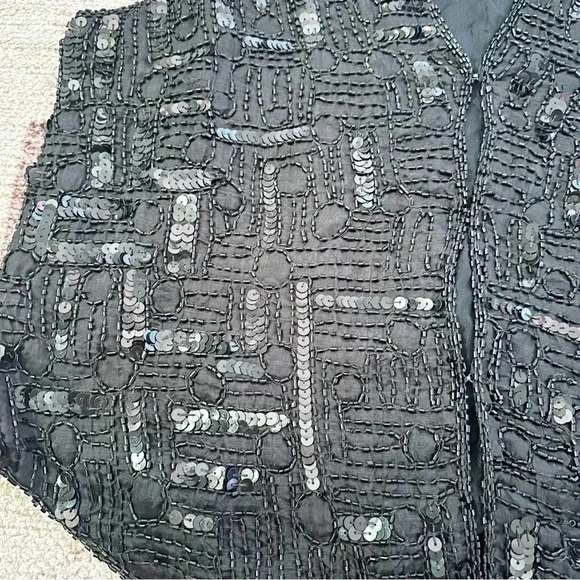 NWT vintage black sequin vest size small - Picture 5 of 6